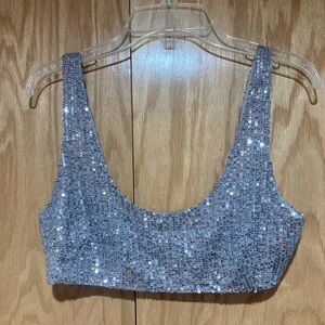 ASOS Silver Sequin Crop Top